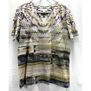 Christopher & Banks Womens Short Sleeve Multicolor Pullover Top Size XL
